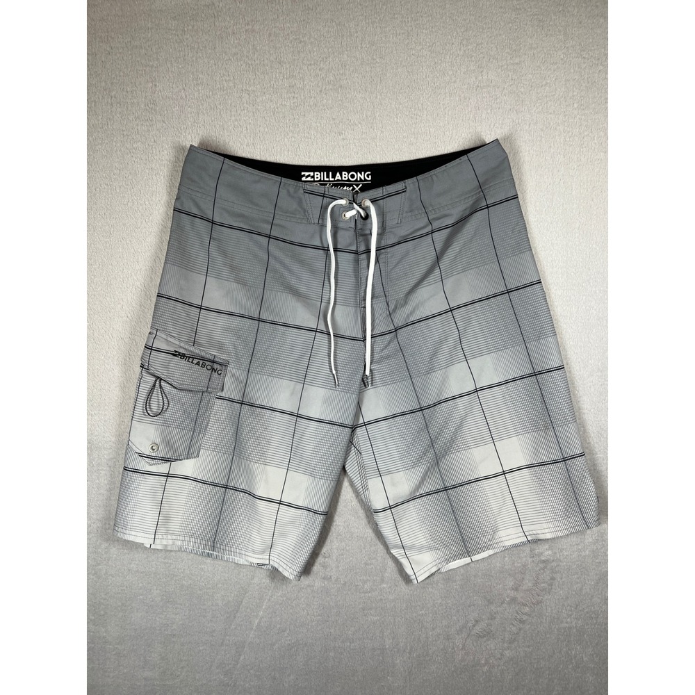 Billabong Platinum X Recycler‎ Board Shorts Mens 34 Grey Plaid Stretch